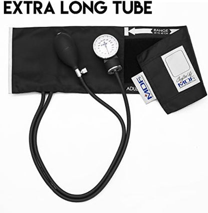 MDF Instruments, Calibra Aneroid Premium Professional Sphygmomanometer, Blood Pressure Monitor with Adult Cuff & Carrying Case, Lifetime Calibration, White Dial, Black Cuff, MDF808M11