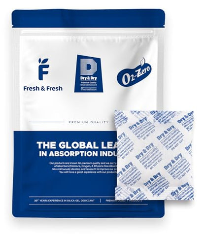 Dry & Dry 100 Gram [20 Packets] Silica Gel Packets Desiccants, Silica Packets - Rechargeable Silica Gel Packs, Desiccants Packets, Silica Gel