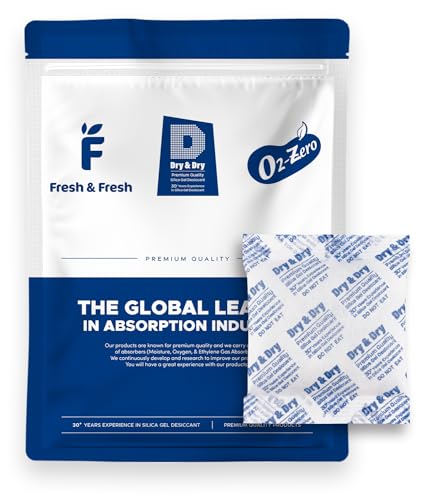 Dry & Dry 100 Gram [20 Packets] Silica Gel Packets Desiccants, Silica Packets - Rechargeable Silica Gel Packs, Desiccants Packets, Silica Gel