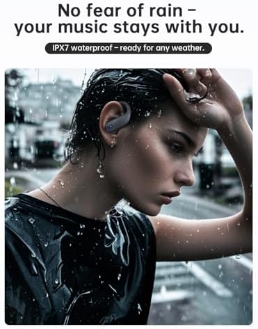 NDO Wireless Earbuds Bluetooth 5.3 Headphones Sport,IPX7 Waterproof Sports Earphones with Earhooks,48H Playtime,Lightweight 7.8g,Fast Charging Case,Noise Cancelling Mic for Running Gym Workout-Black