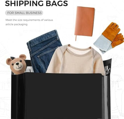 Metronic Poly Mailers 10x13 500Pcs,Strong Adhensive Shipping Bags for Clothing,Waterproof Poly Mailer Bags for Shipping, Flexible Shipping Envelopes for Small Business, Mailing Packages Bags Black