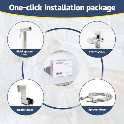 Handheld Toilet Bidet Sprayer for Toilet-Adjustable Water Pressure Control with Bidet Hose for Feminine Wash, Stainless Steel Brushed Nickel Cloth Diaper for Baby Wash (Stainless Steel, 1)