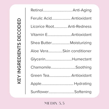 MEDIX Fragrance Free Retinol Body Lotion Crepey Skin Care Treatment | Firming Body & Face Moisturizer | Anti Aging Retinol Cream For Face Targets Loose Crepe Skin, Wrinkles, & Fine Lines, 15 Fl Oz