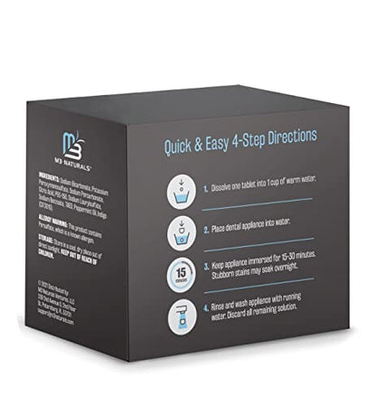 Retainer and Denture Cleansers 240 Tablets Removes Bad Odors Discoloration Stains Plaque for Cleaning Invisalign Mouth Guard Night Guard and Removable Dental Appliances by M3 Naturals