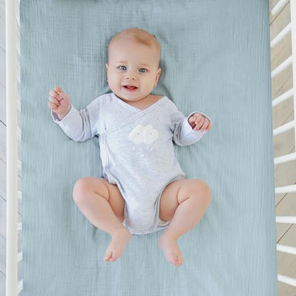 Muslin Mini Crib Sheets, 2 Pack for Baby Boy and Girl, Soft Breathable Stretchy Baby Pack N Play Mattress and Mini Cribs Sheet, Universal Fitted Portable/Mini Crib Mattresses (Bright Colors)