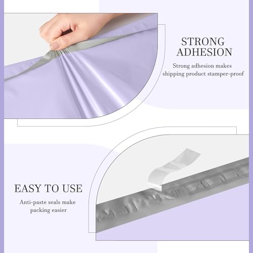Metronic Large Poly Mailers 24x24 100 Pcs, Strong Adhensive Shipping Bags for Clothing, Waterproof Mailers Bags for Small Business, Shipping Envelopes, Tear-resistant Mailing Bags in Lilac Purple