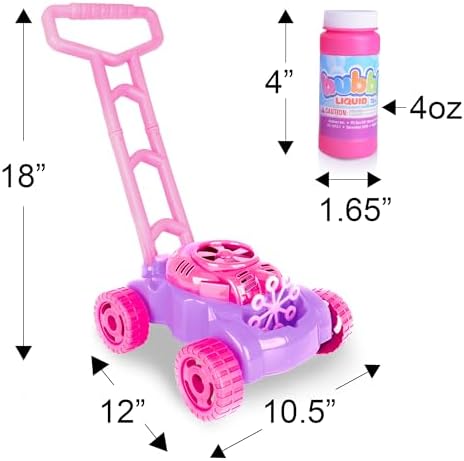 ArtCreativity Bubble Lawn Mower for Toddlers 1-3, Kids Bubble Machine for 1-Year-Old Girl Gifts, Summer Outdoor Push Gardening Toys for Kids Age 1 2 3+ Birthday Gifts for Preschool Girls