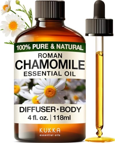 KUKKA Roman Chamomile Essential Oil for Tranquil Retreats and Peaceful Relaxation - Roman Chamomile Essential Oil 4 Oz - Soothing, Comforting and Calming - 100% Authentically Sourced Premium Oils