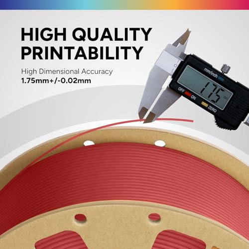 OVERTURE PLA Filament 1.75mm, Neatly Wound 3D Printer Filament 1kg Spool (2.2lbs), Dimensional Accuracy +/- 0.02 mm, Fit Most FDM 3D Printers (Fresh Red)