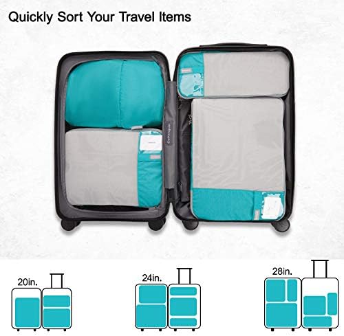 BAGSMART 6 Set Compression Packing Cubes - Lightweight Travel Essentials, Durable Luggage Organizer
