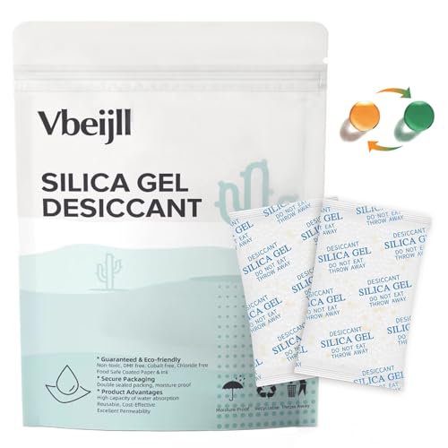 100 Gram 15 Pcs (Color-Indicating) Silica Gel Packets, Premium Food Grade Desiccant, Rechargeable Moisture Absorbers for Car, Storage Bins, Suitcase, Safe, 3D Filaments, Electronics