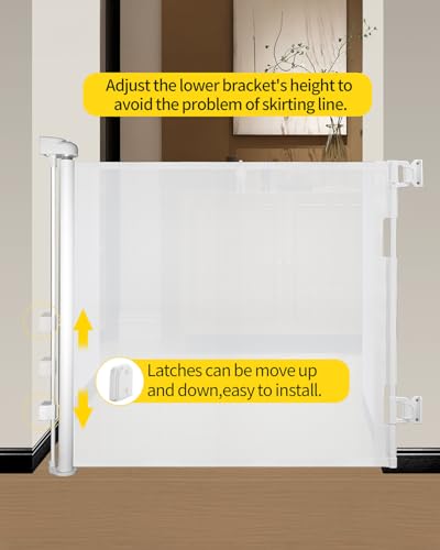 DEAR LOV Retractable Baby Gate, Mesh Baby Gate or Mesh Dog Gate, 33" Tall, Extends up to 55" Wide, Child Safety Gate for Doorways, Stairs, Hallways, Indoor/Outdoor (33"x55",White)