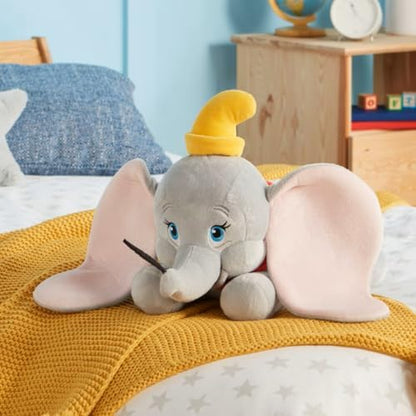 DISNEY STORE Official Dumbo Medium Soft Toy for Kids, Cuddly Character with Fuzzy Texture and Embroidered Details, Floppy Oversized Ears, Disney Plushy Suitable for All Ages.