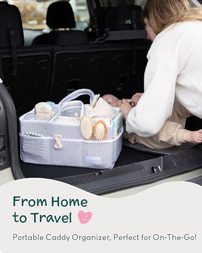 Lily Miles Baby Diaper Caddy - Large Organizer Tote Bag for Newborn essentials Boy or Girl - Baby Shower Basket - Nursery Must Haves - Registry Favorites - Newborn Caddie Car Travel