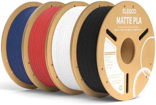 ELEGOO Matte PLA Filament Bundle 4KG, 1.75mm 3D Printer Filament Dimensional Accuracy +/- 0.02mm, 1kg Carboard Spool (2.2lbs) Fits for Most FDM 3D Printers(Black, White, Navy Blue, Ruby Red)