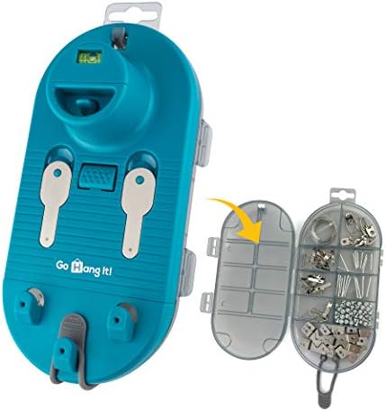 Go Hang It! Pro, All-in-One Picture Hanging Kit - Picture Leveling and Hanging Tool - Hang Sawtooth/Wire Hangers - Wall Hanging Kit and Level Tool - Hardware Case with 85-Piece Hanging Essentials