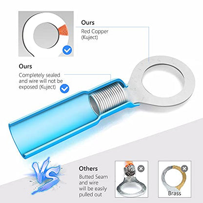 Kuject 260PCS Heat Shrink Wire Connectors Kit, Electrical Waterproof Crimp Butt Terminals, Insulated Spade Connectors for Automotive Marine Boat Truck, Include Rings Forks Spade Butt Splices