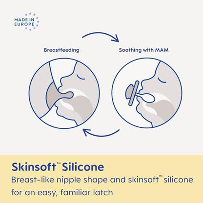 MAM Air Night & Day Baby Pacifier, for Sensitive Skin, Glows in The Dark, 6-16 Months, Baby Boy, 4 Count
