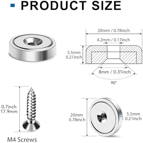 LOVIMAG 30LBS Neodymium Magnets, 24Pack Round Strong Rare Earth Magnets with Screws for Tool Room, Science and Wall Mounting-0.78 * 0.2 inch