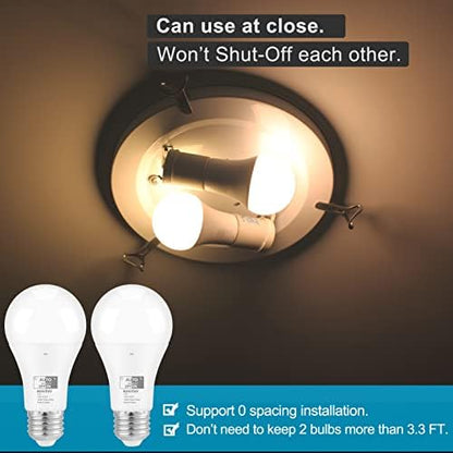 Dusk to Dawn LED Light Bulbs Outdoor, Automatic On/Off, 60W Equivalent, Warm White 3000K, Energy Efficient 9.5W, 850 Lumen, A19, E26 Base, 4-Pack, HQ-H009