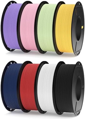 ELEGOO Matte PLA 3D Printer Filament Bundle 1.75mm, 8 Colors 250g Spool Dimensional Accuracy +/- 0.02mm, 8 Pack Multicolors Fits for Most FDM 3D Printers