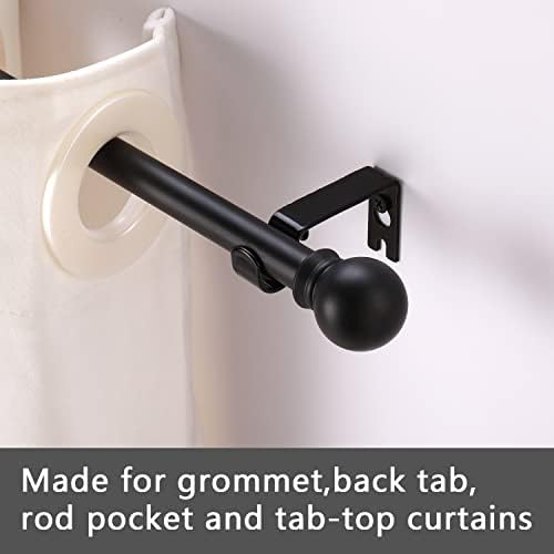 Curtain Rods for windows 28-78 inch, 5/8 inch Decorative Matte Black Splicing Heavy Duty Metal Curtain Rod set with Brackets