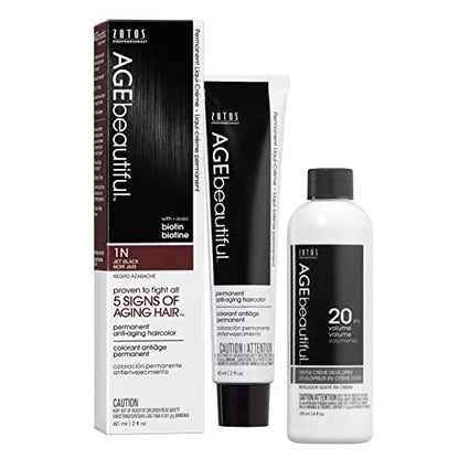 AGE beautiful Permanent Hair Color Dye Liqui Creme | 100% Gray Coverage | Anti-Aging Haircolor | Biotin for Thicker, Fuller Hair | Professional Salon Coloring