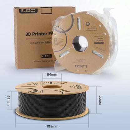 ELEGOO PLA Plus Filament 1.75mm Space Gray 1KG, PLA+ Tougher and Stronger 3D Printer Filament Dimensional Accuracy +/- 0.02mm, 1kg Spool(2.2lbs) Fits for Most FDM 3D Printers