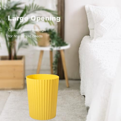 JiatuA Small Trash Can Plastic Wastebasket Round Garbage Container Bin for Bathroom, Kitchen, Bedroom, Home Office, College Dorm, Yellow