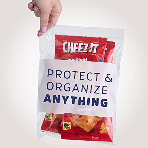 GPI Pack of 100 9" X 12" Clear Plastic Reclosable Zip Bags - Bulk 2 Mil Thick Strong & Durable Poly Baggies with Resealable Zipper Top Lock & Write-on White Block, for Storage, Packaging & Shipping