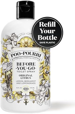 Poo-Pourri Before-You-Go Toilet Spray, Original Citrus, Refill Bottle 16 Fl Oz - Lemon, Bergamot and Lemongrass