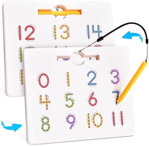 GAMENOTE Magnetic Number Tracing Board, 2 in 1 Double Sided Numbers 1-20 Writing Board for Toddlers & Kids, Preschool Handwriting Learning Toys, Educational Math Manipulatives