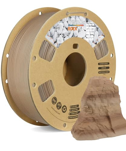 OVERTURE Rock PLA Filament 1.75mm, Marble PLA 3D Printer Filament 1kg Spool (2.2lbs), Dimensional Accuracy +/- 0.02 mm, Fit Most FDM Printer (Sedimentary Rock)