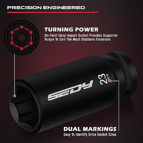 29-Piece 1/2" Drive Impact Socket Set, SAE (3/8 to 1 inch) and Metric (10-24mm) Sizes with Extension Bars Standard Deep Socket Set CR-V Material High Durability Impact Wrench