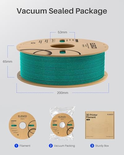 ELEGOO PLA Filament 1.75mm Sparkle Green 1KG, Glitter Twinkling 3D Printer Filament Dimensional Accuracy +/- 0.02mm, 1kg Spool(2.2lbs) Fits for Most FDM 3D Printers
