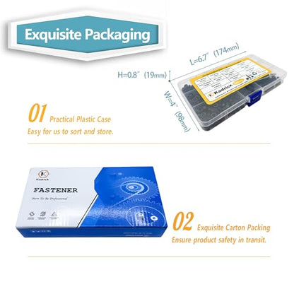 Kadrick Metric Screws Assortment,540 Pcs M4 Screws Nuts Washers Assortment M4x6MM-40MM, Hex Socket Button Head Metric M4 Machine Bolts Kit, 10.9 Grade Alloy Steel,Black Screws for 3D Printing