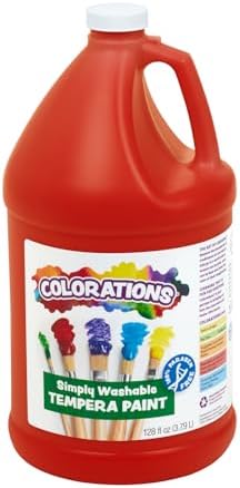 Colorations Paraben-Free Washable Tempera Paint for Kids - 1 Gallon Value Size. Vibrant Red, Non-Toxic and Made in The USA