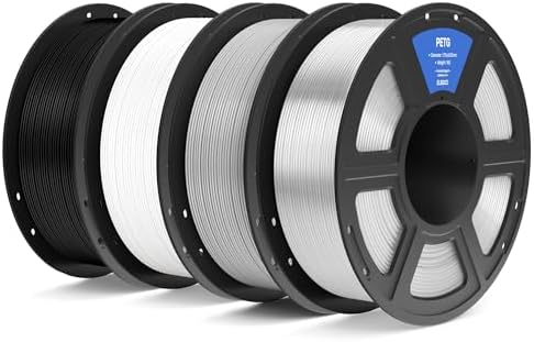 ELEGOO PETG Filament 1.75mm Bundle 4KG, 3D Printer Filament Dimensional Accuracy +/- 0.02 mm, 4pcs 1kg Spool(2.2lbs) Fits for Most FDM 3D Printers(Black, White, Gray, Clear)