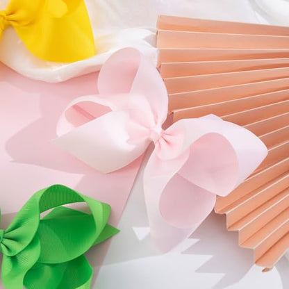 Oaoleer 40Pcs 8" Hair Bows Clips Grosgrain Ribbon Bows Hair Alligator Clips Hair Barrettes Hair Accessories for Baby Girls Infants Toddlers Kids Teens Children (8 Inch)