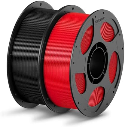 ANYCUBIC PLA Filament 1.75mm Bundle, 3D Printing PLA Filament 1.75mm Dimensional Accuracy +/- 0.02mm, 1KG Reusable Spool (2.2 lbs), 2KG Black + Red