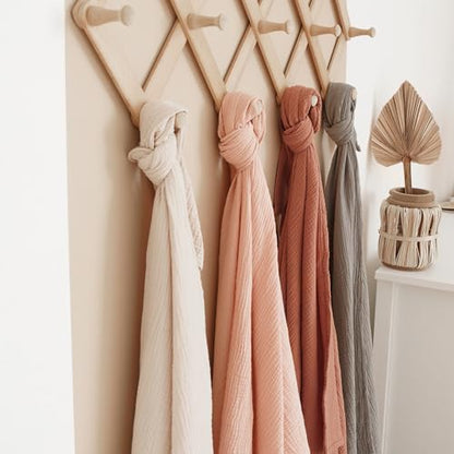 Konssy Muslin Swaddle Blankets for Boys Girls, 2 Pack Receiving Baby Blanket Large 47 x 47 inches, Soft Breathable Swaddling Wrap for Unisex Newborn (Pink, Floral)