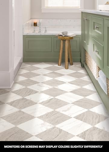 FloorPops x Chris Loves Julia 12-in by 12-in Bonneville Beige Peel and Stick Floor Tiles, FP5061