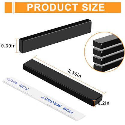 MIKEDE Black Magnets, 30 Pack Strong Neodymium Magnets Bar, Heavy Duty Rare Earth Magnet with Adhesive Backing, Powerful Bar Magnet for Crafts Kitchen DIY Science Office - 2.36 x 0.4 x 0.2in