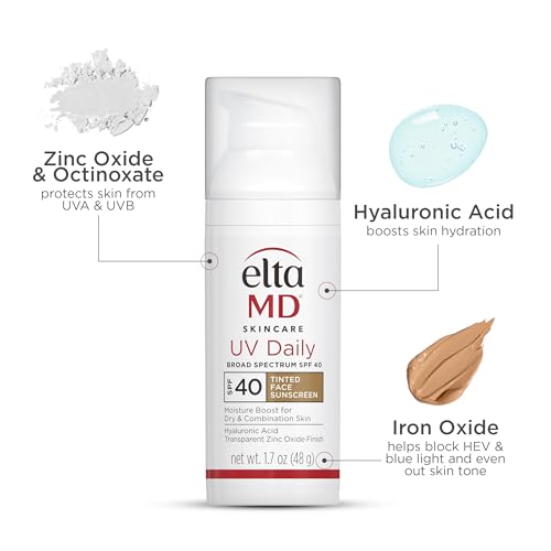 EltaMD UV Daily SPF 40 Tinted Face Sunscreen Moisturizer, Tinted Moisturizer for Face with SPF, Great for Dry, Combination, and Normal Skin