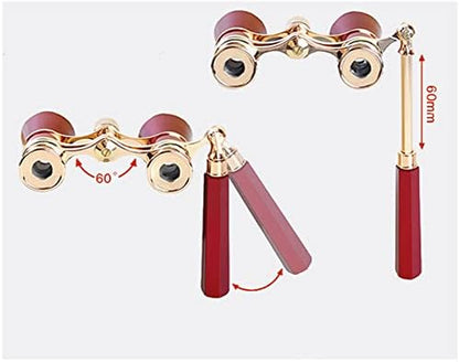 Yourelexit® Opera Glasses Binoculars 3X25 Lorgnette Theater Glasses Optical BK9 Mini Compact Lightweight Built-in Foldable Adjustable Handle Vintage for Adults Kids Women in Musical Concert Cinema