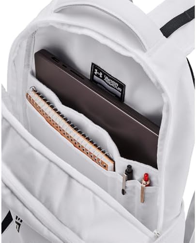 Under Armour Unisex-Adult Hustle 6.0 Backpack, (100) White/White/Black, One Size Fits Most