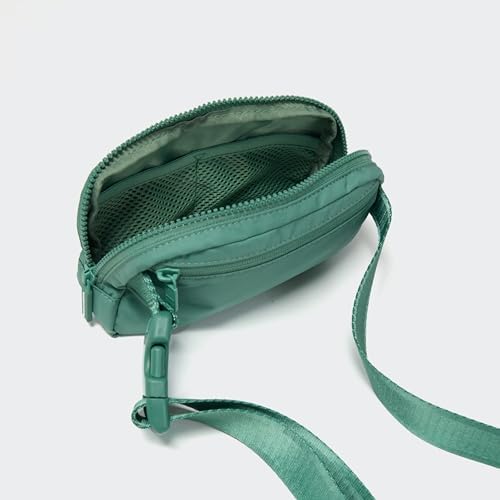 Pander Two Way Zipper Fanny Pack Nylon Everywhere Belt Bag for Women, Water Repellent Waist Packs, Crossbody Bags with Adjustable Strap (Eucalyptus Green)