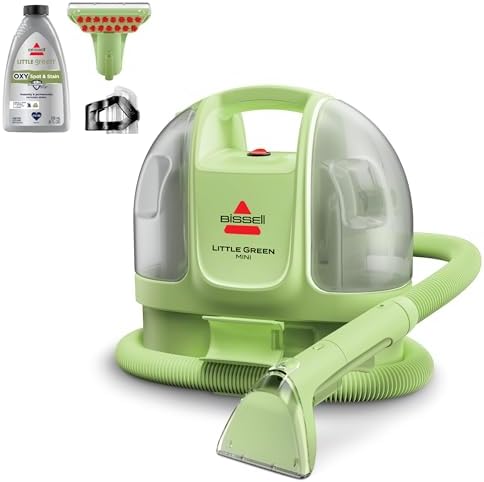 Bissell Little Green Mini Portable Carpet and Upholstery Deep Cleaner, Car/Auto Detailer, with HydroRinse Self-Cleaning Tool and 4" Tough Stain Tool, Tea Green, 4075