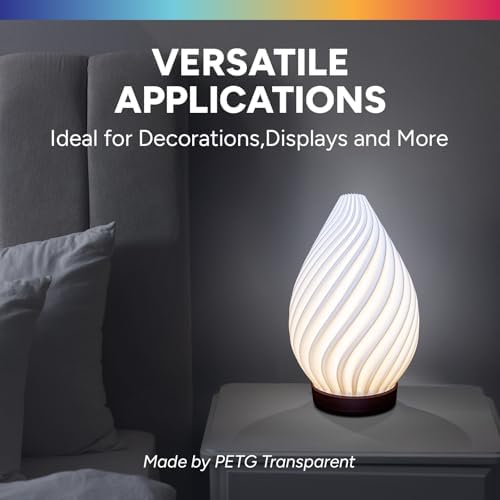 OVERTURE Transparent Filament Clear PETG Filament 1.75mm, PETG Transparent 3D Printer Consumables, 1kg Filament (2.2lbs), Dimensional Accuracy Probability +/- 0.02 mm,Transparent