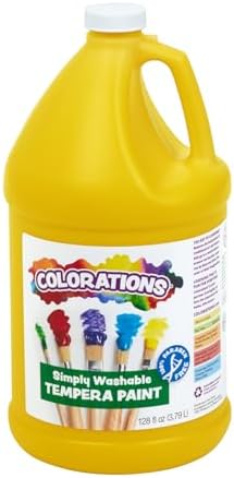 Colorations Paraben-Free Washable Tempera Paint for Kids - 1 Gallon Value Size. Vibrant Yellow, Non-Toxic and Made in The USA